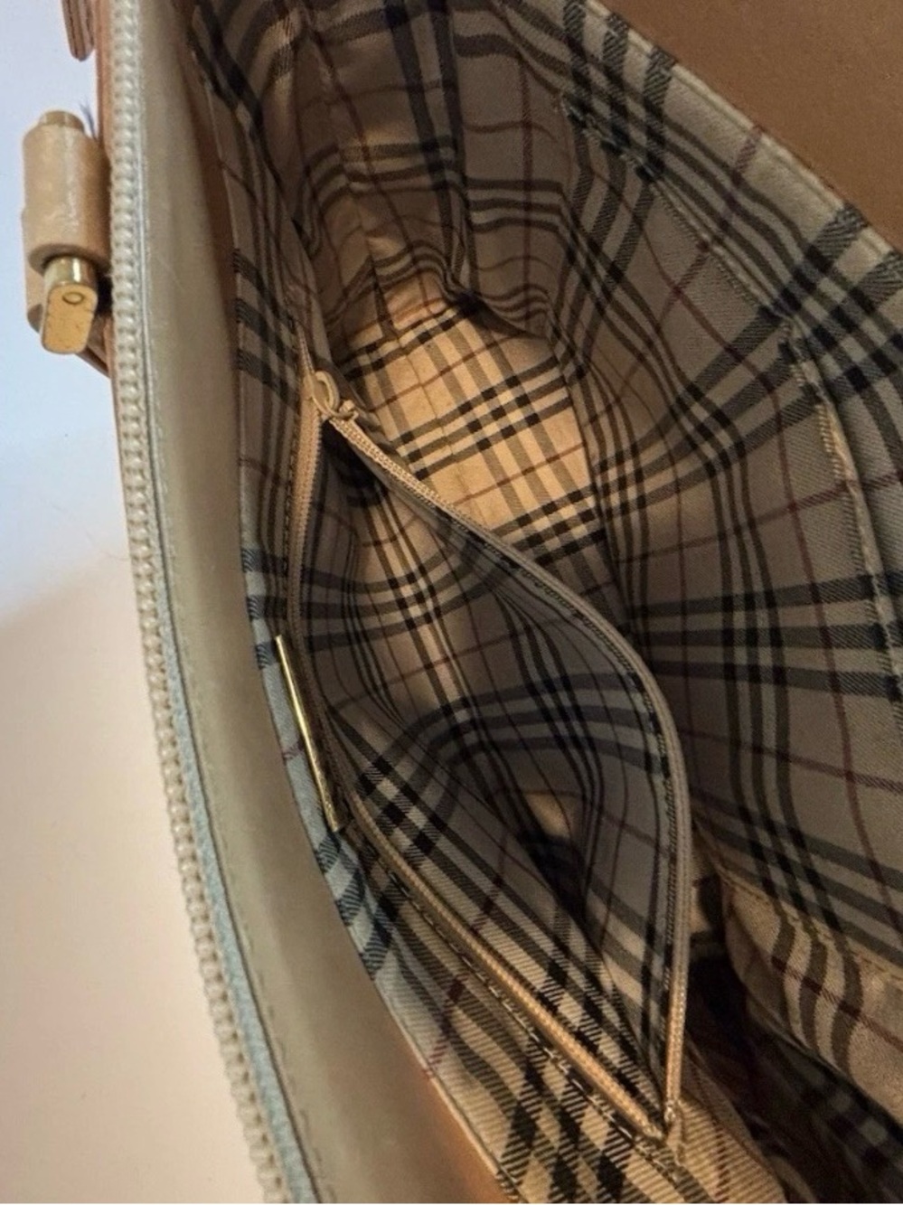 BURBERRY ($999) Classic Light Brown Leather Handbag with Nova Pattern AUTHENTIC - Picture 13 of 15